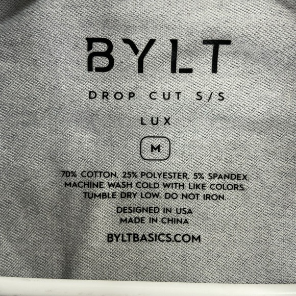 BYLT Basics T-Shirt men's Medium Drop Cut Lux Short Sleeve Blue Gray Colorblock - Picture 5 of 10
